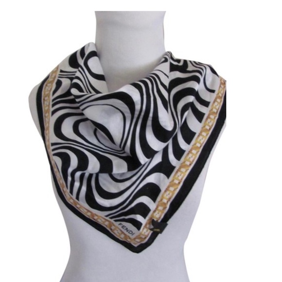 fendi scarf black and white
